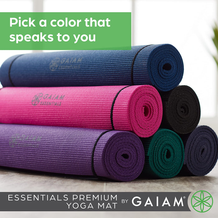 Gaiam Essentials Premium Yoga Mat with Carrier Sling, Orange, 72 InchL x 24 InchW x 1/4 Inch Thick