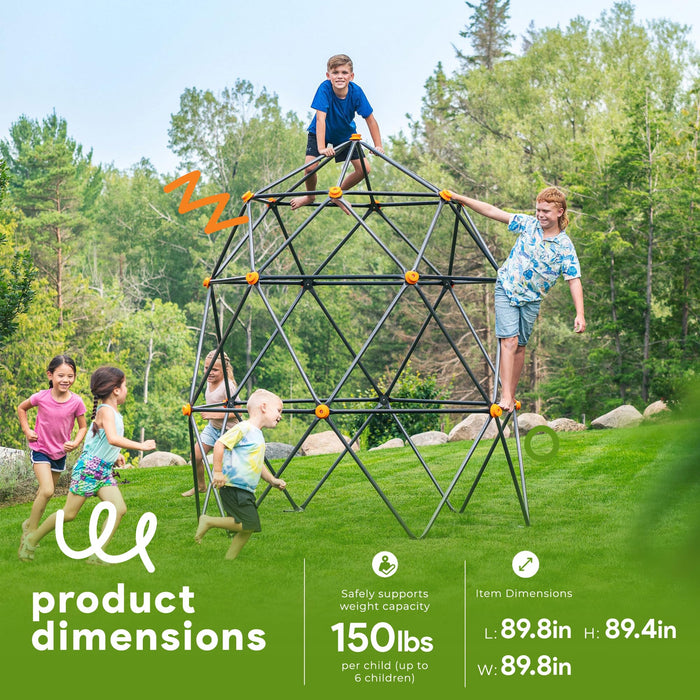 gobaplay 7.5’ Large Geometric Climbing Dome – Heavy Duty, Non Slip Kids Climber with Rock Climbing Hand Grips Backyard Play Equipment, Ages 3-10