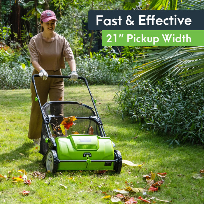 GreenSweep Pickup Pro Garden Sweeper - Leaf & Grass Push Lawn Sweeper