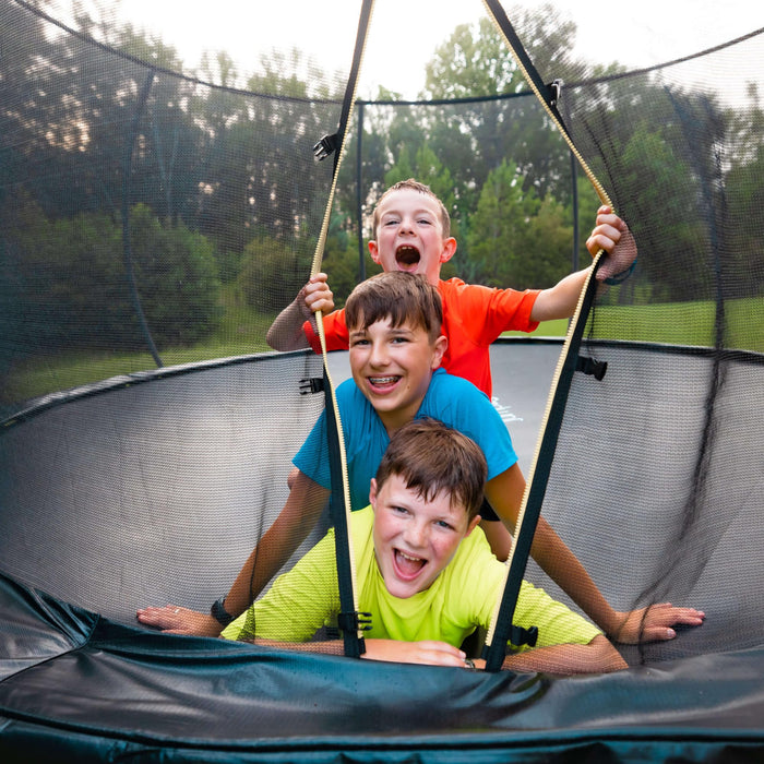 JUMPZYLLA Trampoline 8FT 10FT 12FT 14FT Trampoline Outdoor with Enclosure - Recreational Trampolines with Ladder and Galvanized Anti-Rust Coating, ASTM Approval- Outdoor Trampoline for Kids