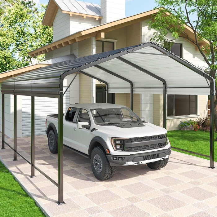 AIRWIRE 10x15 Metal Carport Carports with Enhanced Base Heavy Duty Garage Outdoor Galvanized Car Shelter for Car, Boats and Truck