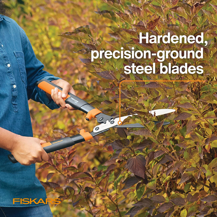 Fiskars PowerGear2 Hedge Shears - 23" Precision-Ground Low Friction Coated Stainless Steel Blade - Branch Cutter and Gardening Tool with Shock-Absorbing Bumpers