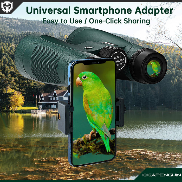 15x52 HD Binoculars for Adults High Powered with Upgraded Phone Adapter - Large View Binoculars with Clear Low Light Vision - Lightweight Waterproof Binoculars for Bird Watching Travel Cruise Ship