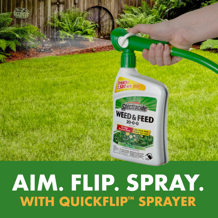 Spectracide Weed and Feed 20-0-0 32 Ounces, with QuickFlip Hose-End Sprayer, 2-3 Packs