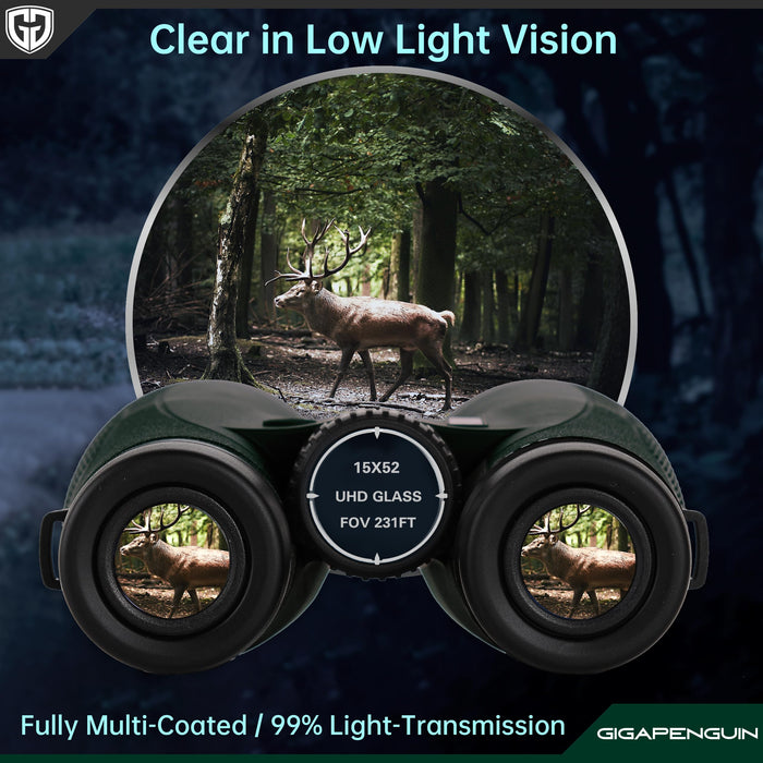 15x52 HD Binoculars for Adults High Powered with Upgraded Phone Adapter - Large View Binoculars with Clear Low Light Vision - Lightweight Waterproof Binoculars for Bird Watching Travel Cruise Ship