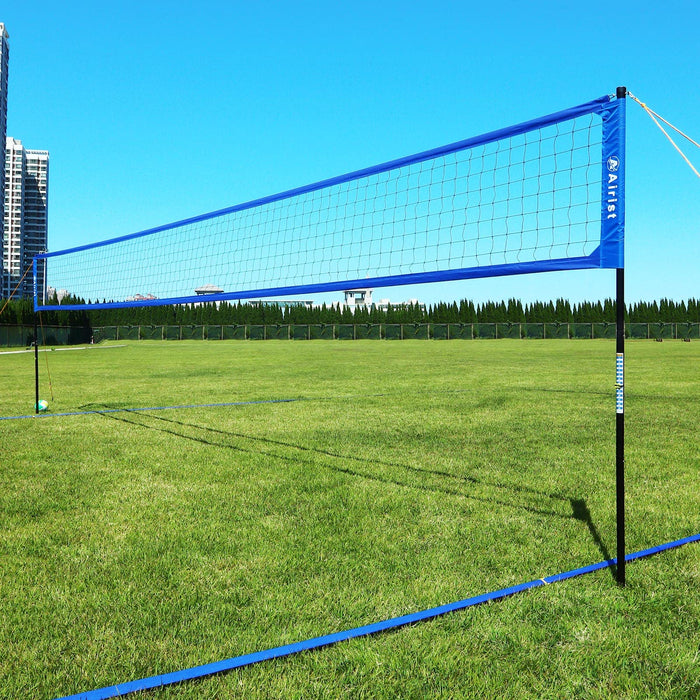 Airist Heavy Duty Volleyball Net Outdoor with Steel Anti-Sag System, Adjustable Aluminum Poles, Professional Volleyball Nets Set for Backyard and Beach, Volleyball and Carrying Bag (Blue)