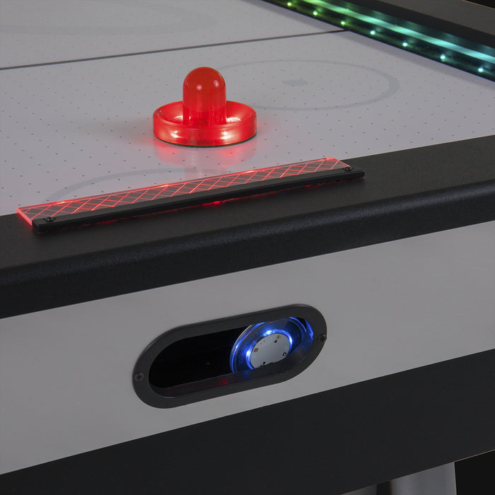 Atomic Top Shelf 7.5’ Air Hockey Table with 120V Motor for Maximum Air Flow, High-Speed PVC Playing Surface for Arcade-Style Play and Multicolor LED Lumen-X Technology to Illuminate Play