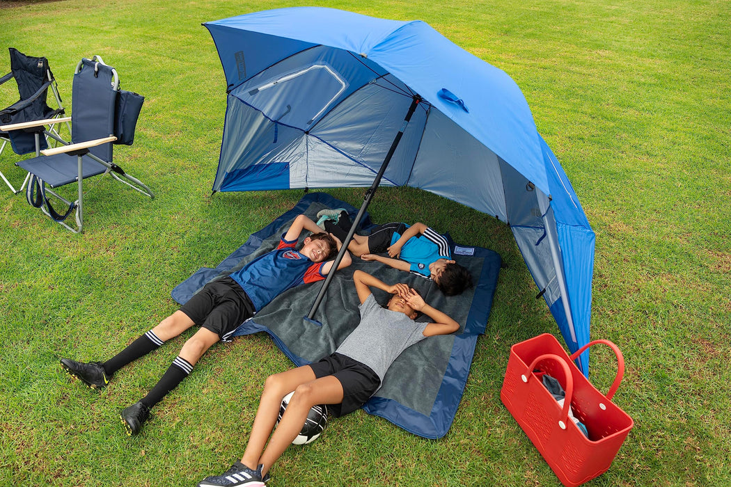 Sport-Brella Premiere UPF 50+ Umbrella Shelter for Sun and Rain Protection (8-Foot, Blue)