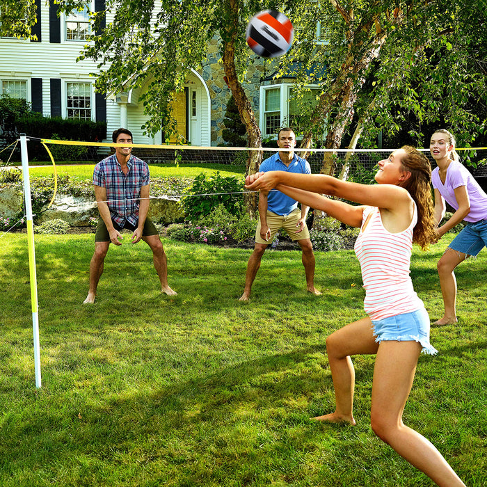 Franklin Sports Volleyball Net Set with Volleyball, Portable Net & Ground Stakes - Beach or Backyard Volleyball - Family